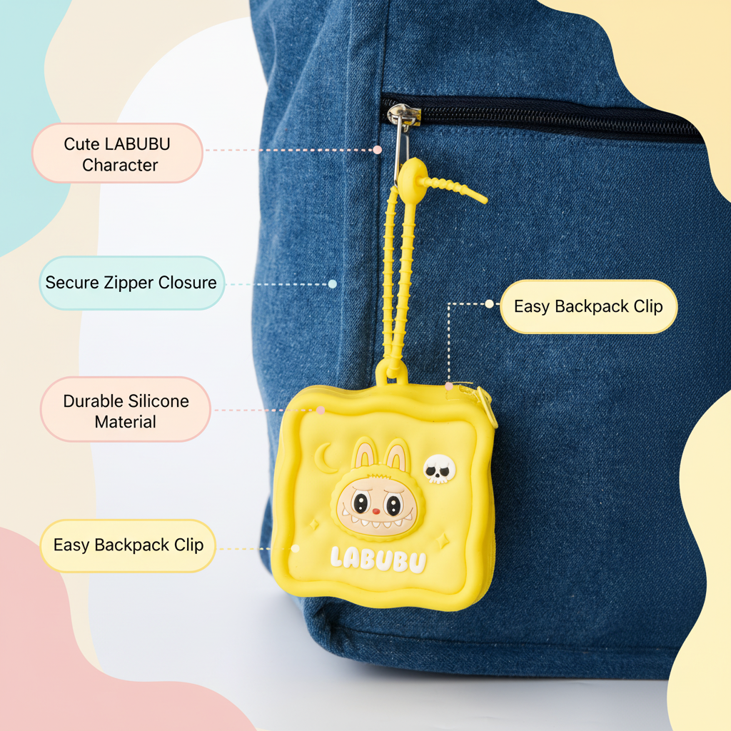 Labubu Silicone Square Coin Pouch