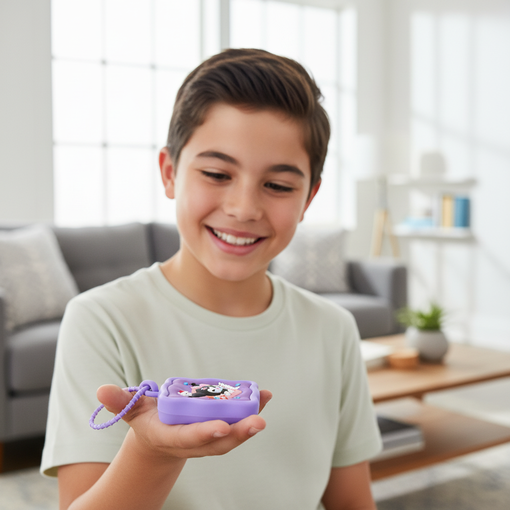 Kuromi Purple Square Silicone Coin Pouch