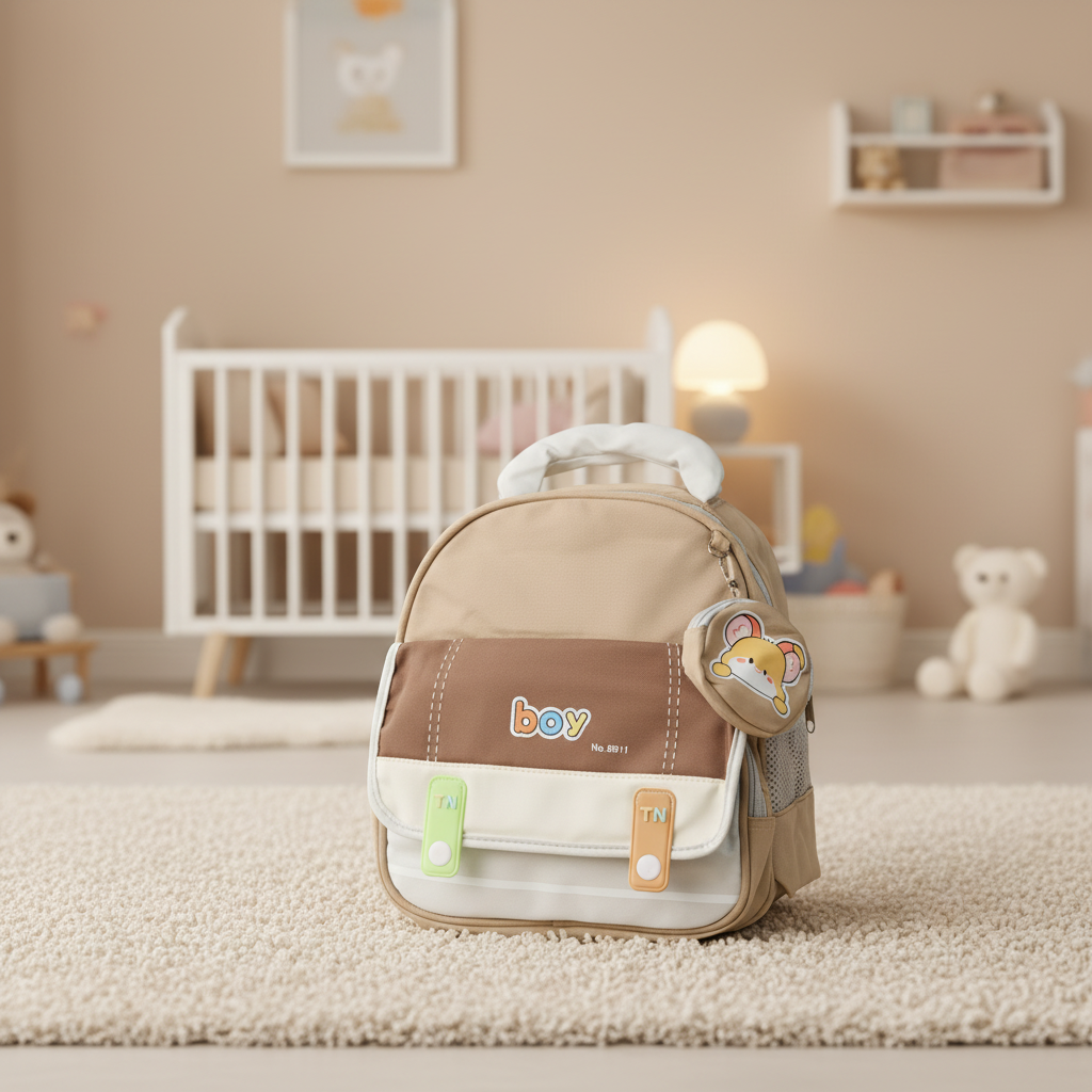 Grey and Blue Color Block Boy Backpack