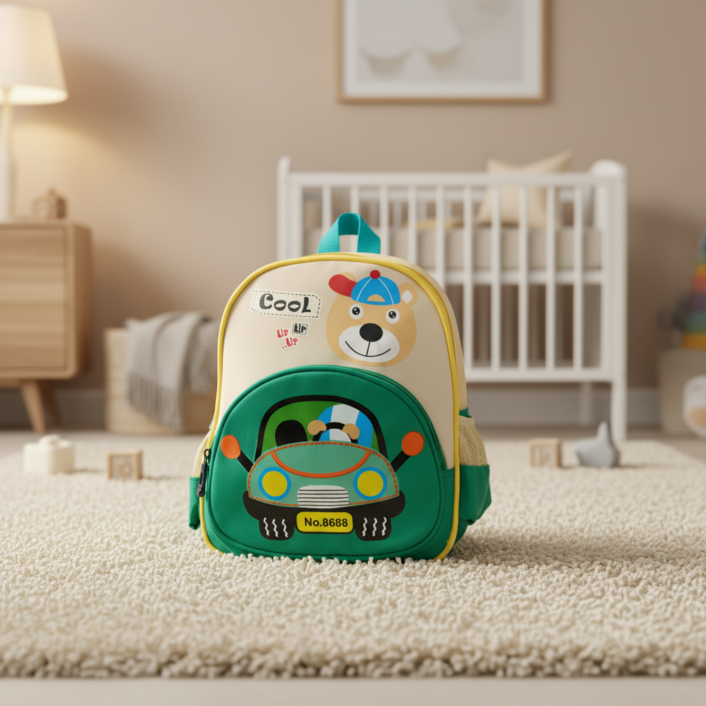 Green Bear Car Toddler Backpack