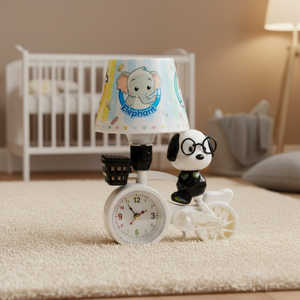 Bear Bicycle Lamp & Clock Combo