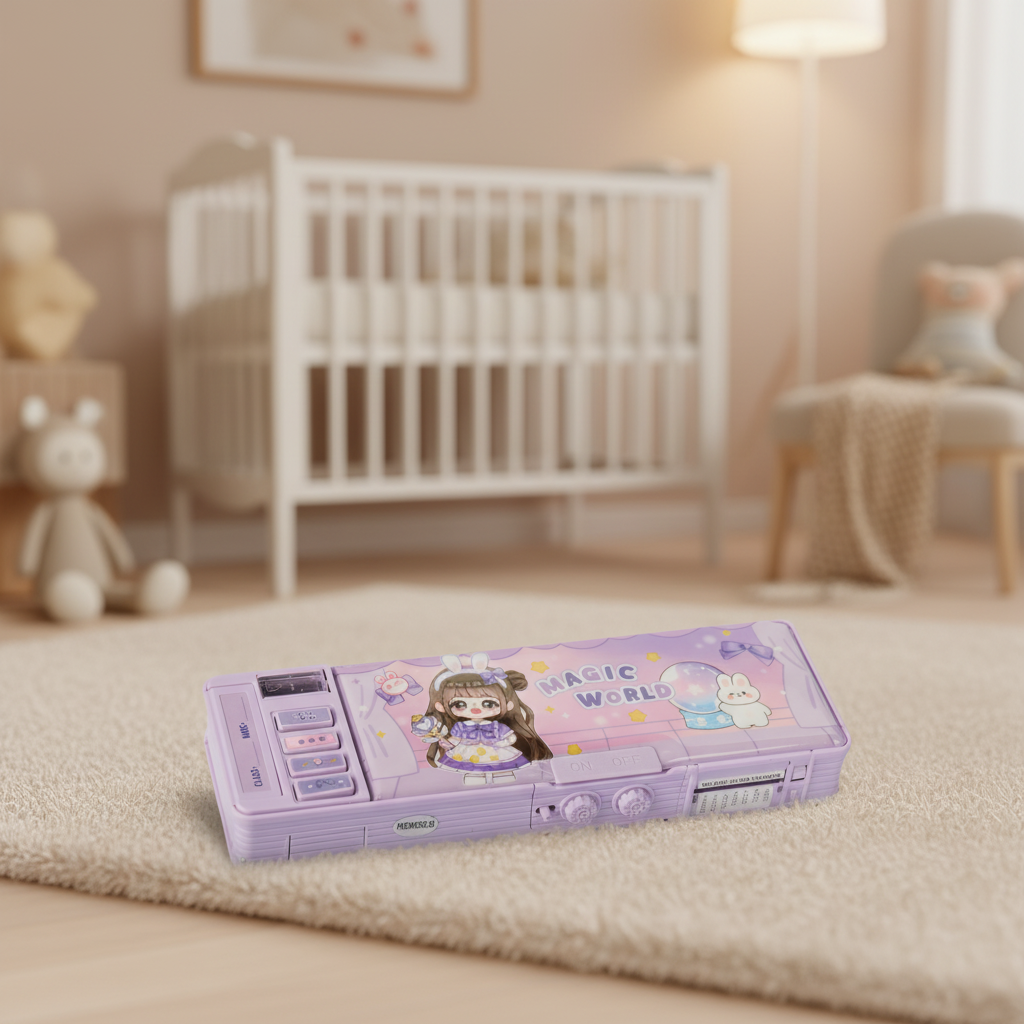 Cheerful Cat Study Lock Pencil Box