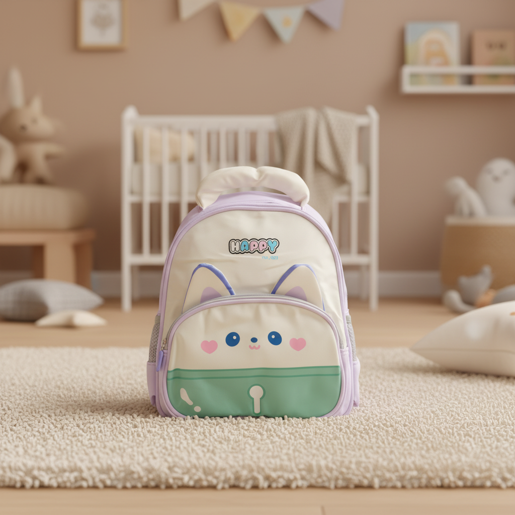 Lavender Happy Kitty Toddler Backpack