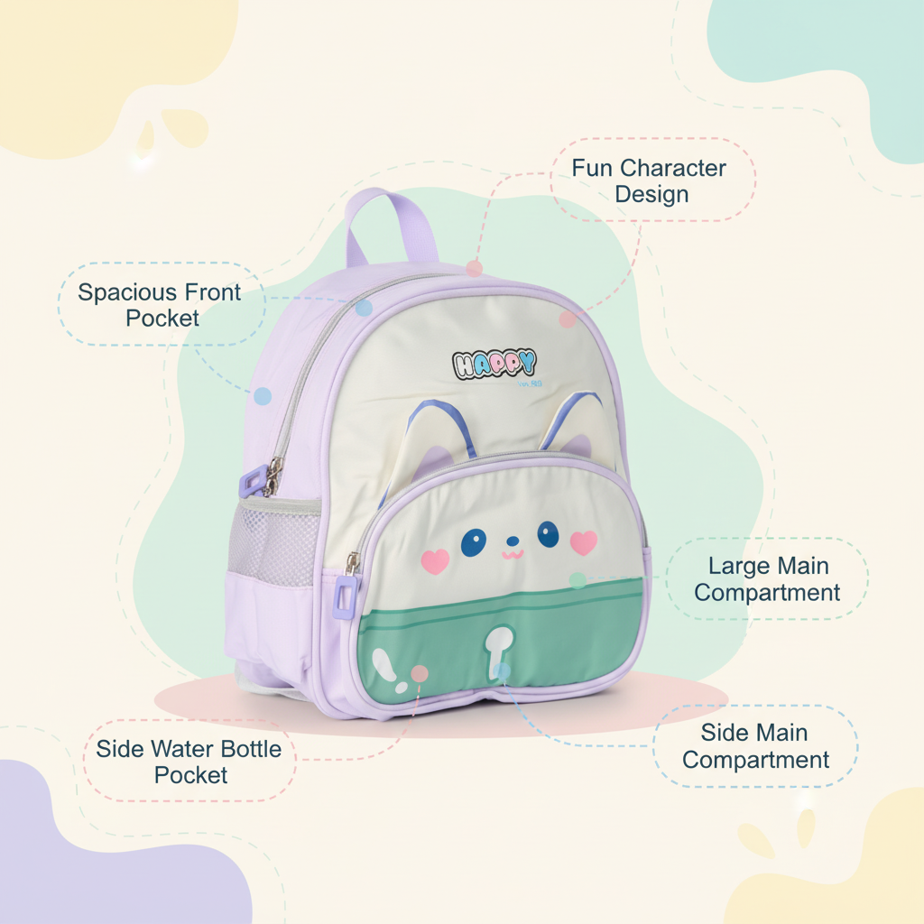 Lavender Happy Kitty Toddler Backpack