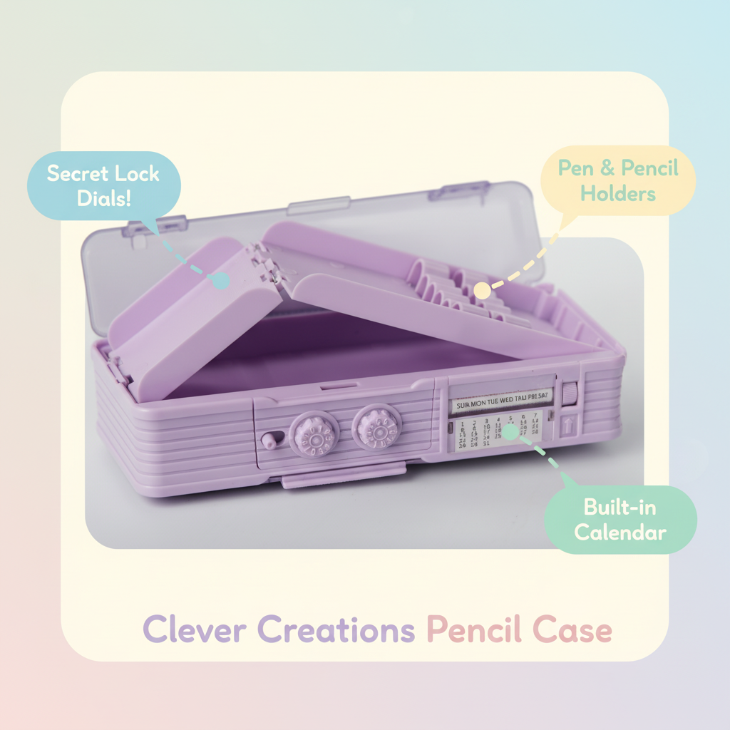Cheerful Cat Study Lock Pencil Box