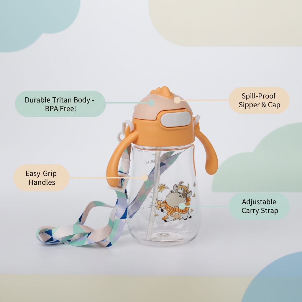 Dino Party Grip Straw Bottle