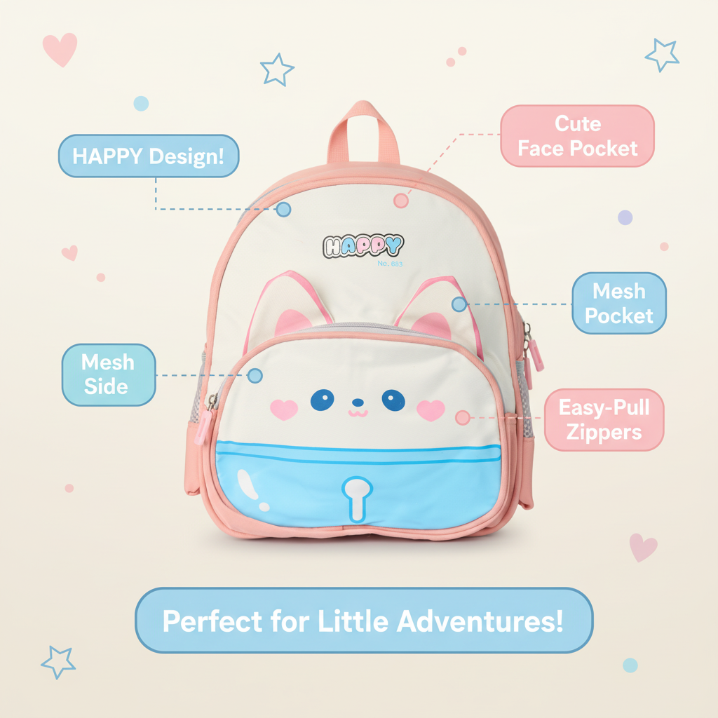 Lavender Happy Kitty Toddler Backpack