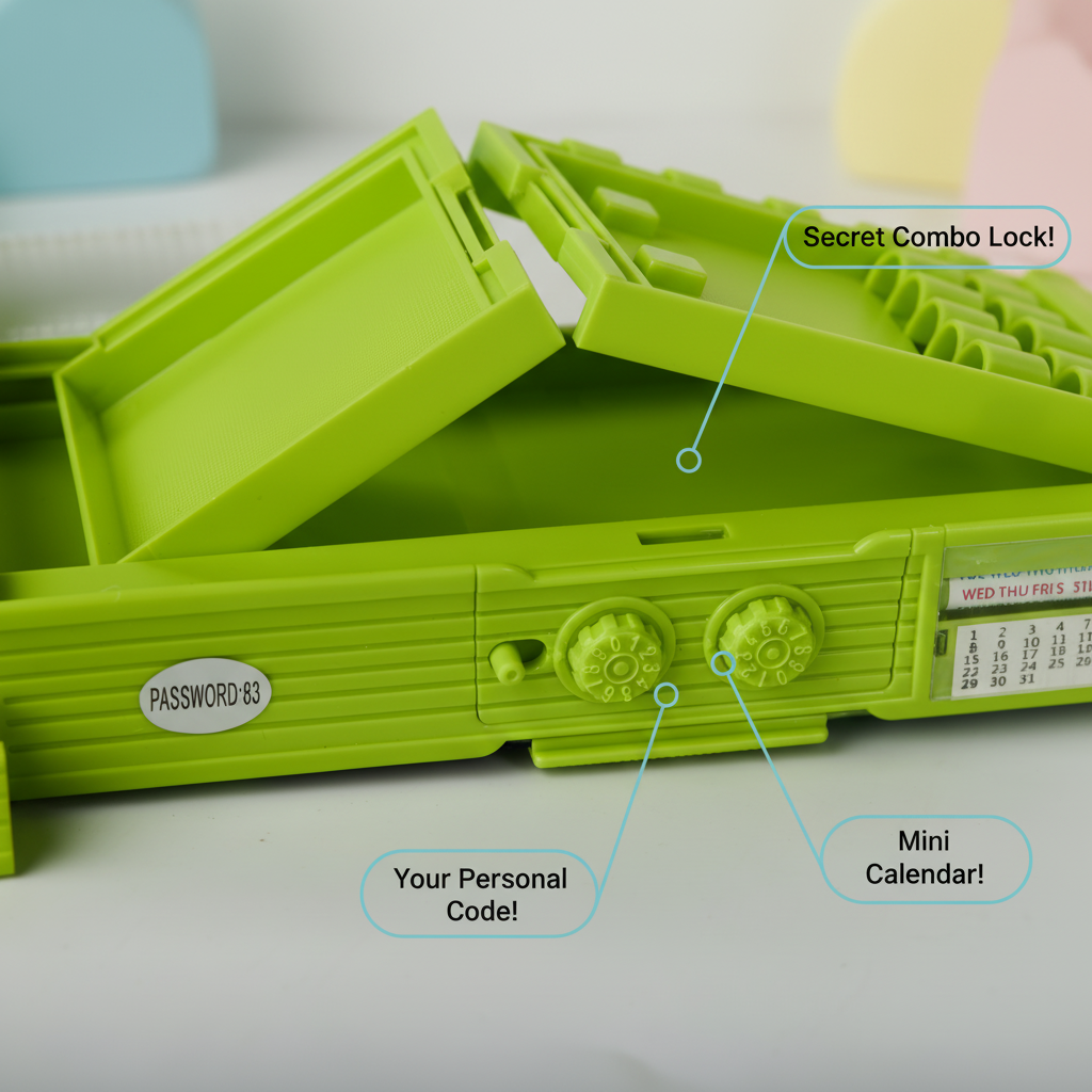 Smiley Dino Garden Lock Pencil Box