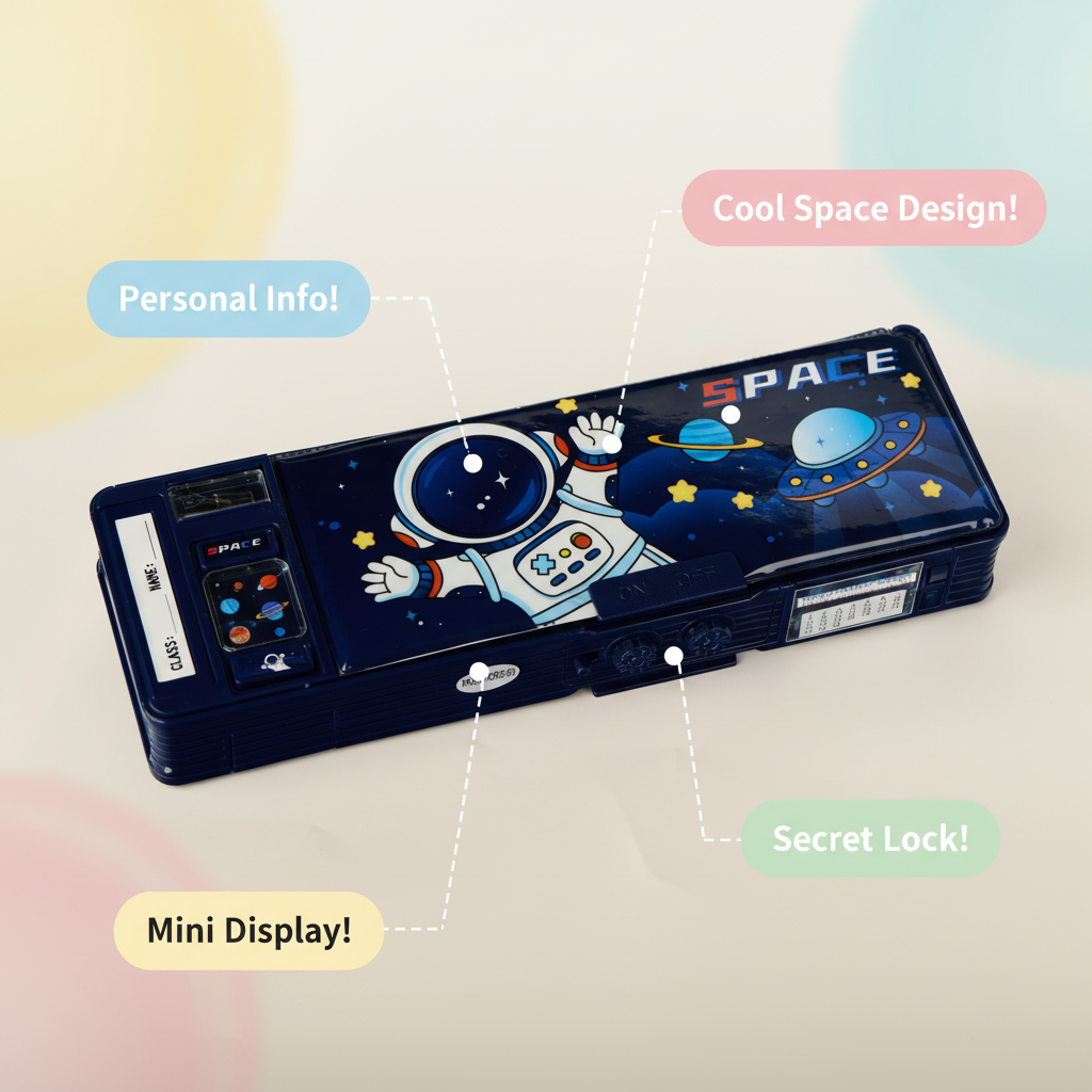 Smiley Dino Garden Lock Pencil Box