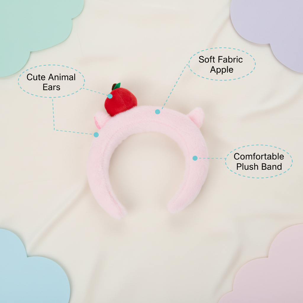 Plush Bear Headband with Apple Accent