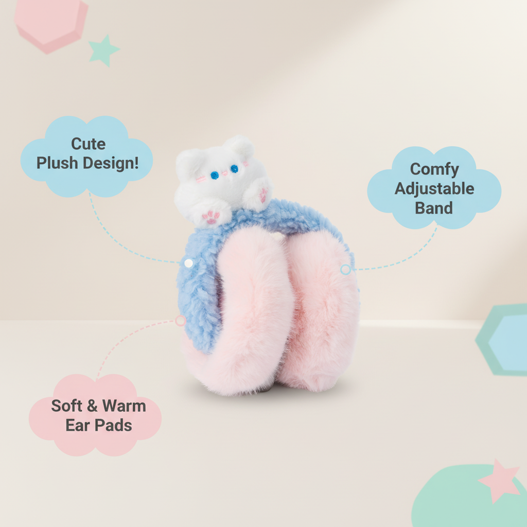 Plush Bear-Themed Winter Earmuffs