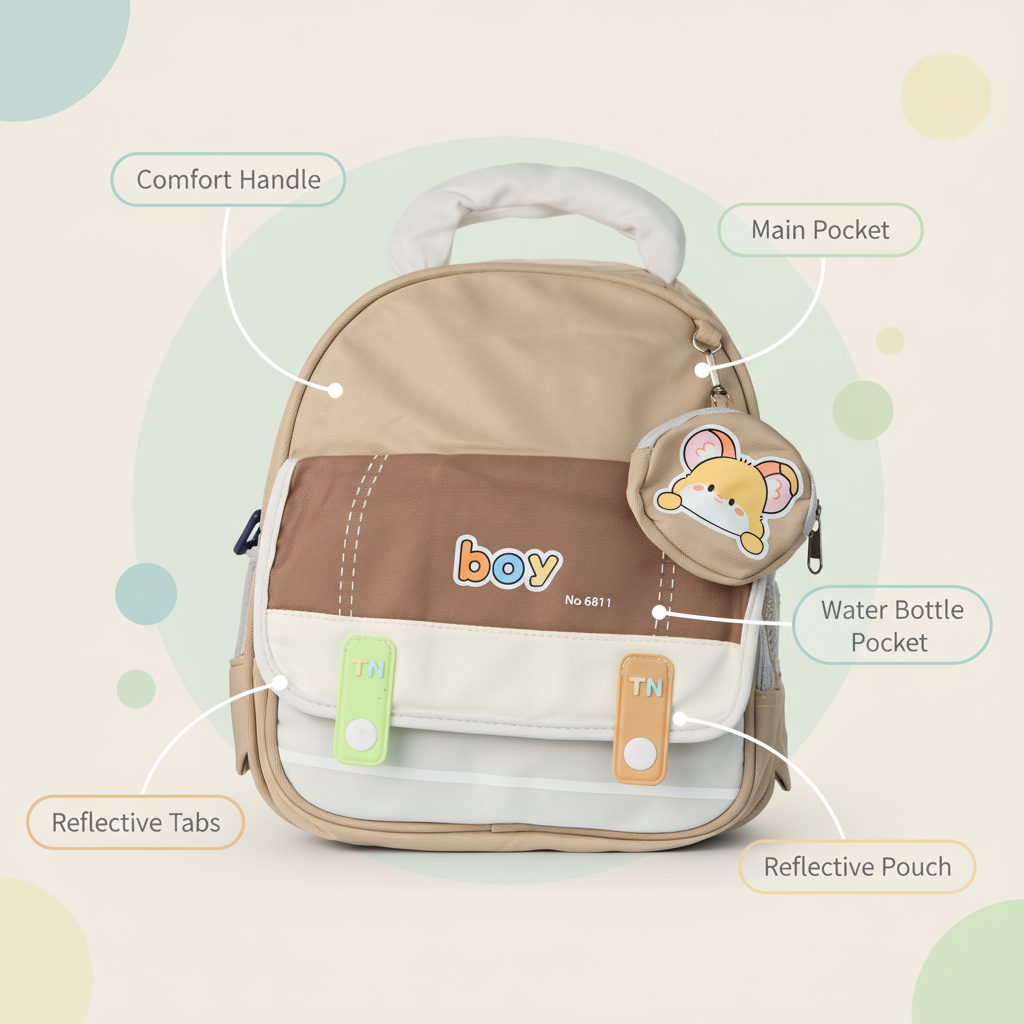 Grey and Blue Color Block Boy Backpack