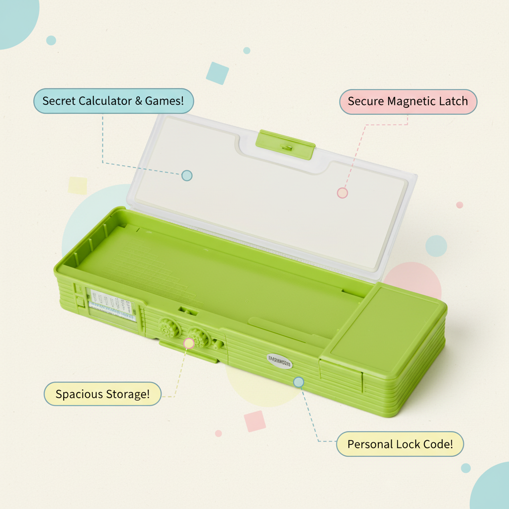 Smiley Dino Garden Lock Pencil Box