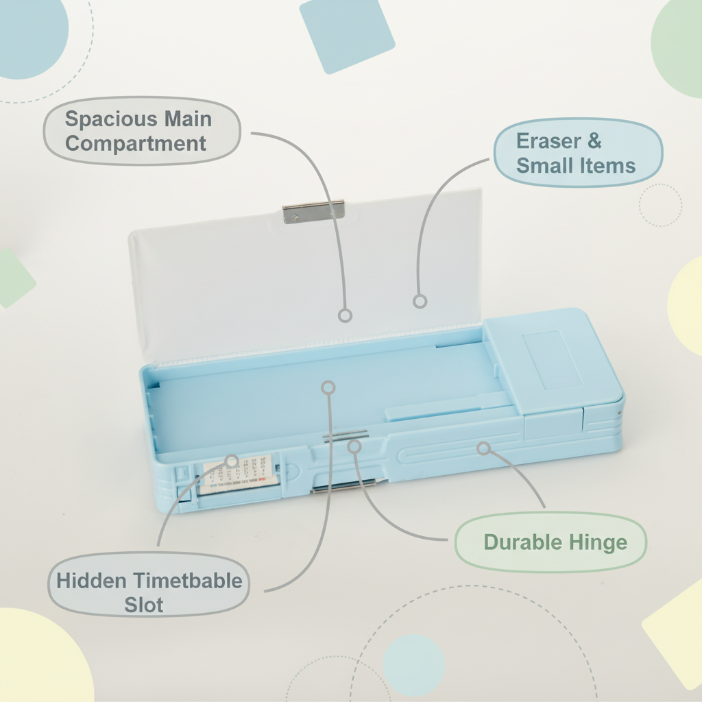 Cheerful Cat Study Lock Pencil Box