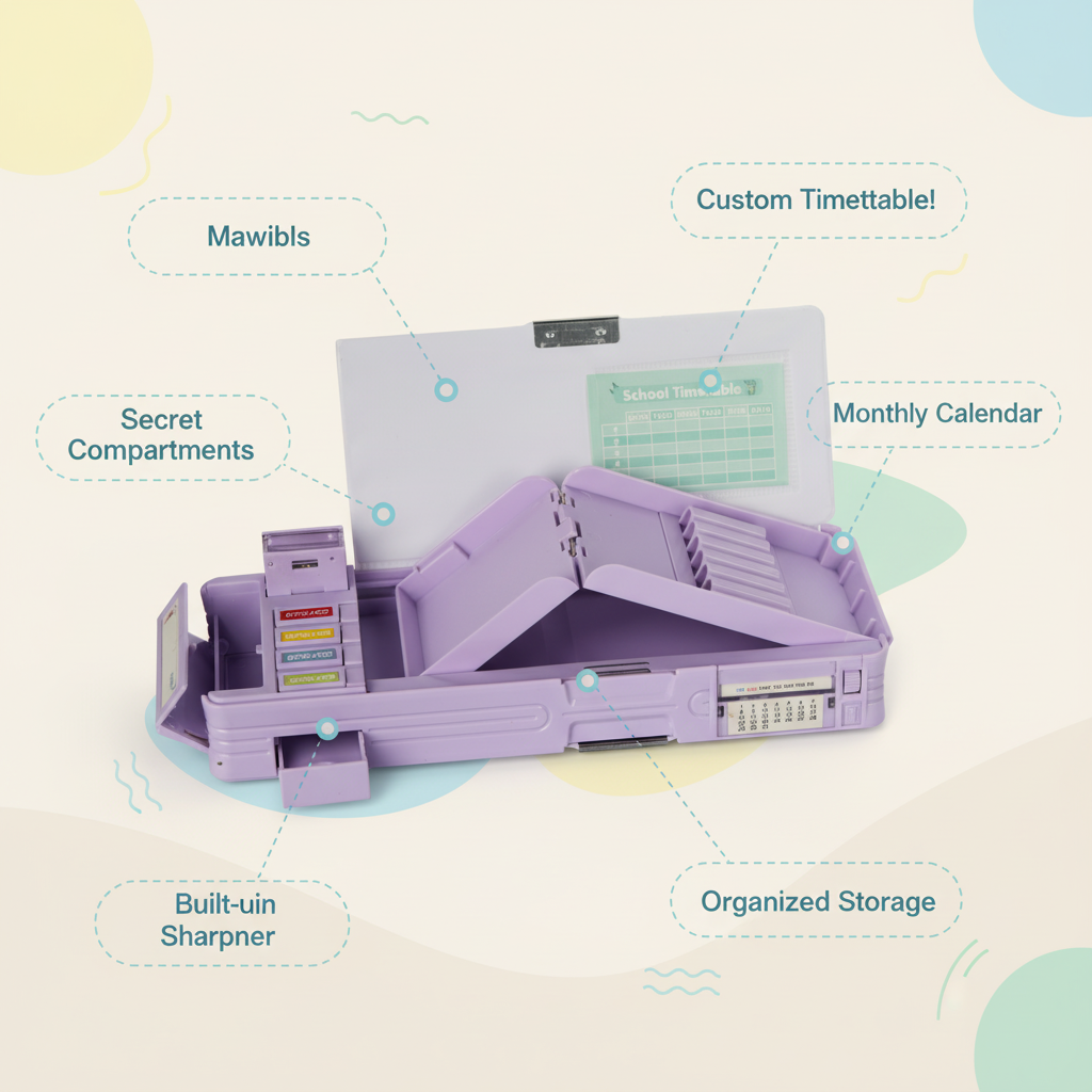 Cheerful Cat Study Lock Pencil Box