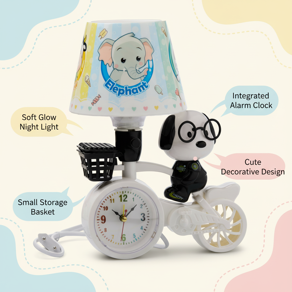 Bear Bicycle Lamp & Clock Combo