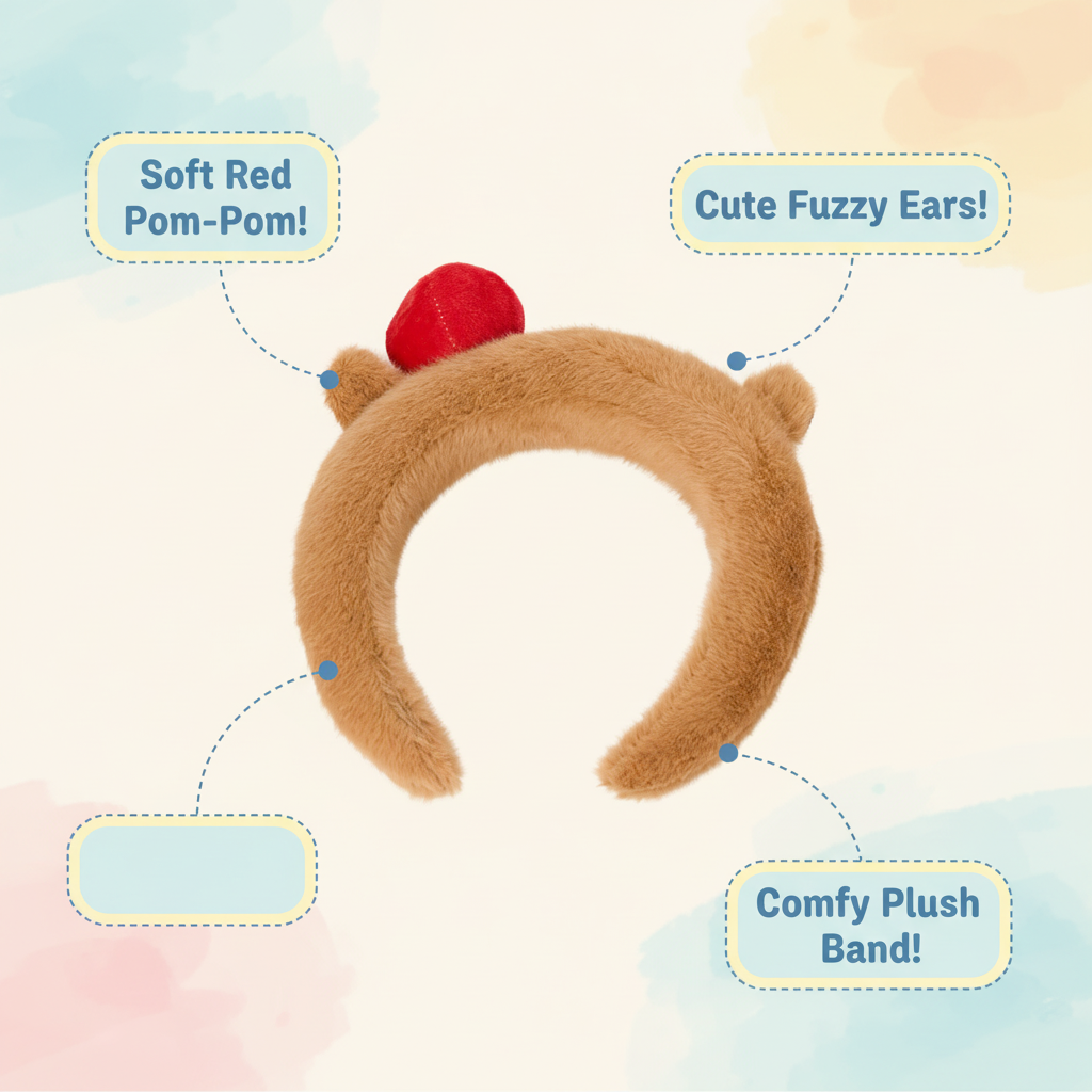 Plush Bear Headband with Apple Accent