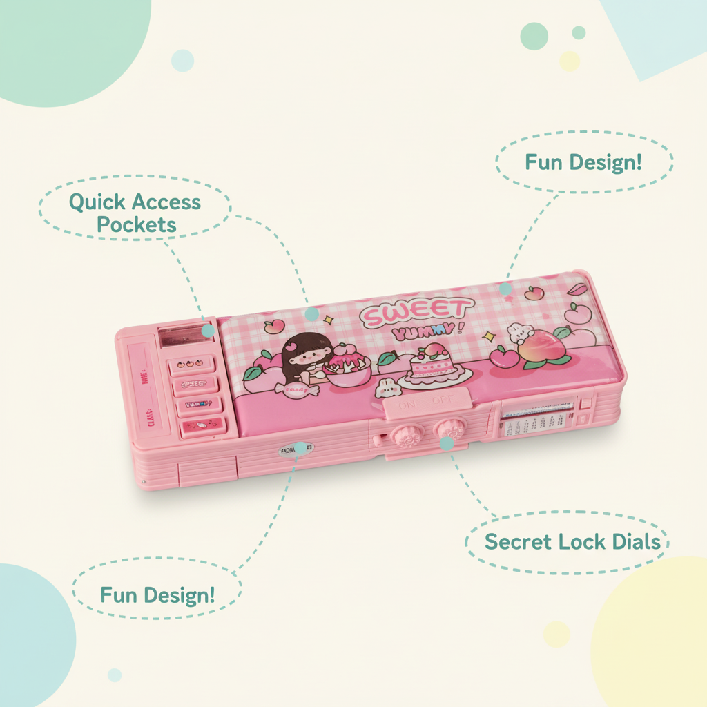 Smiley Dino Garden Lock Pencil Box