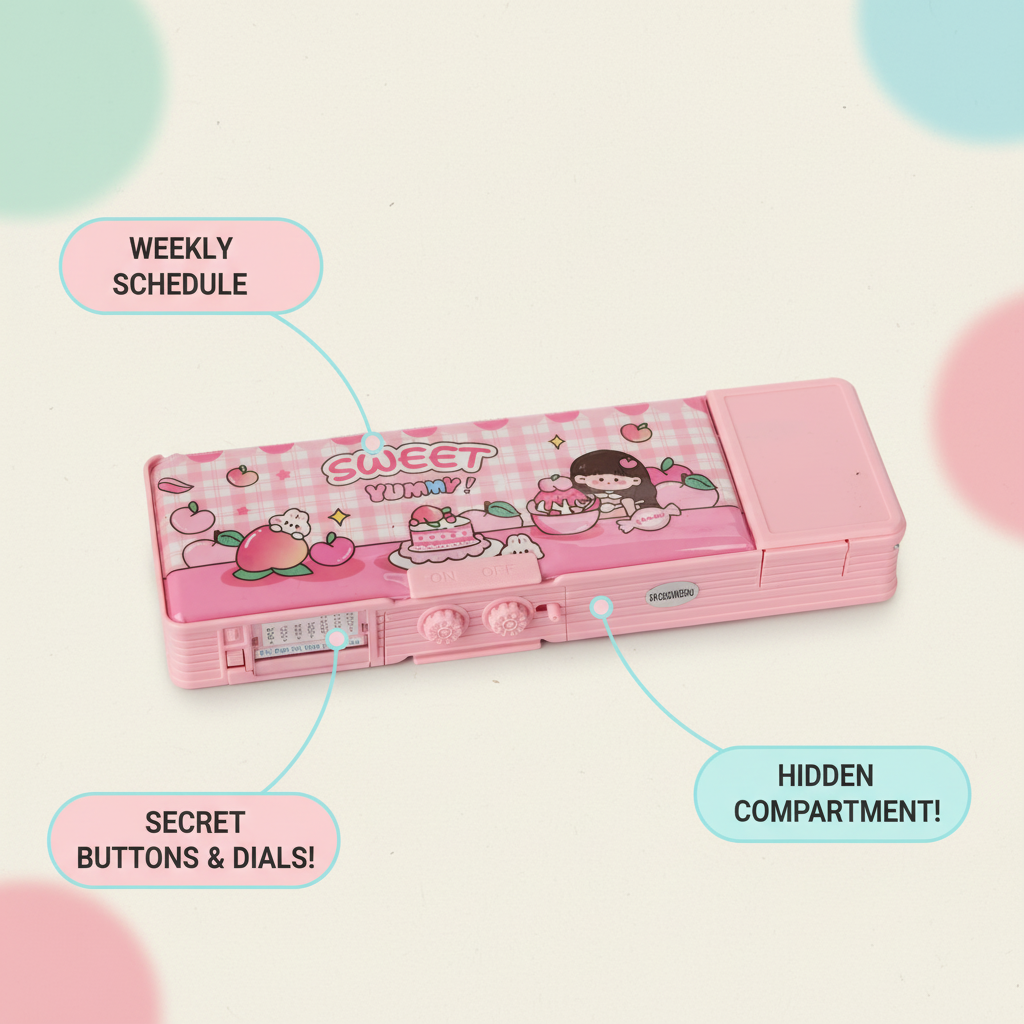 Smiley Dino Garden Lock Pencil Box