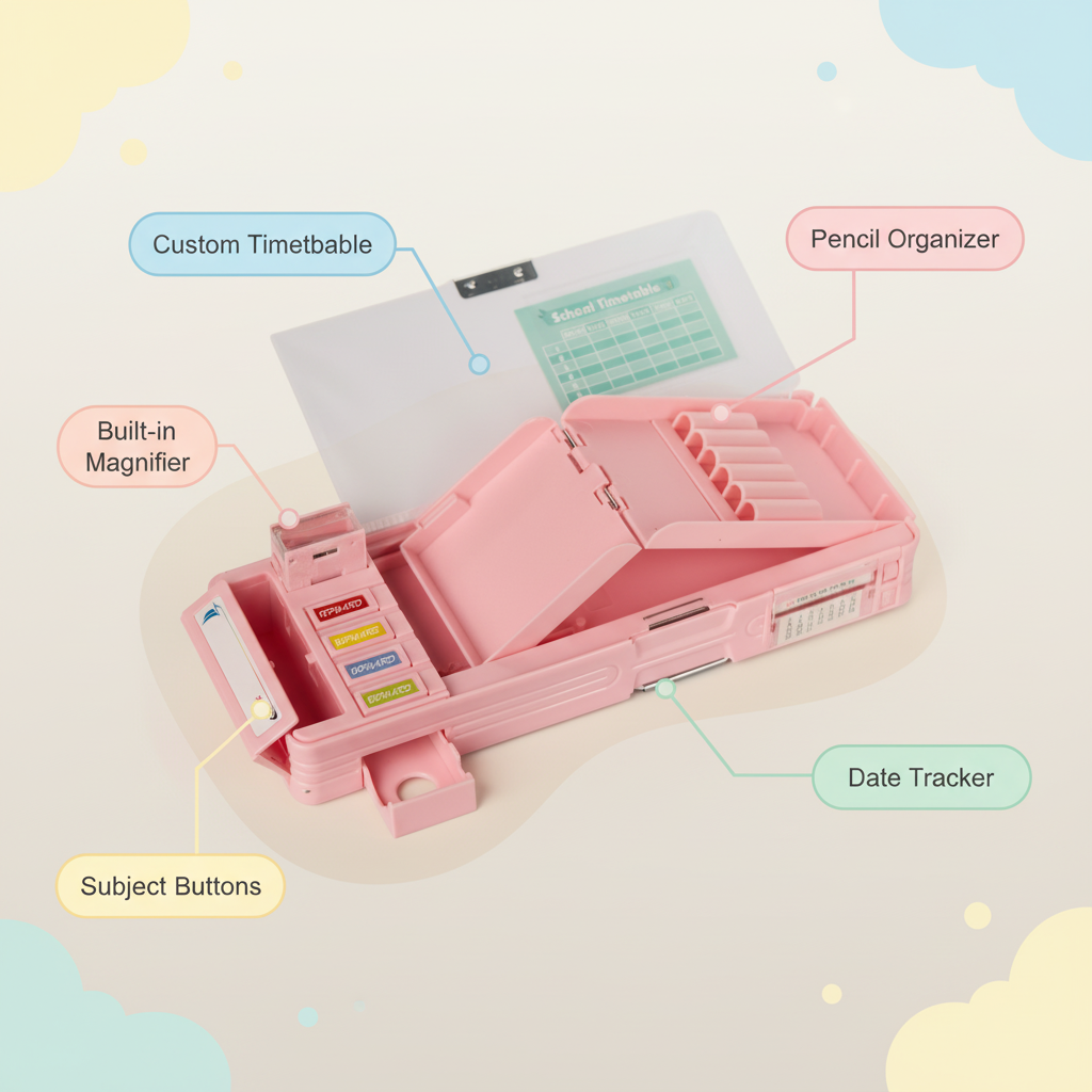 Smiley Dino Garden Lock Pencil Box