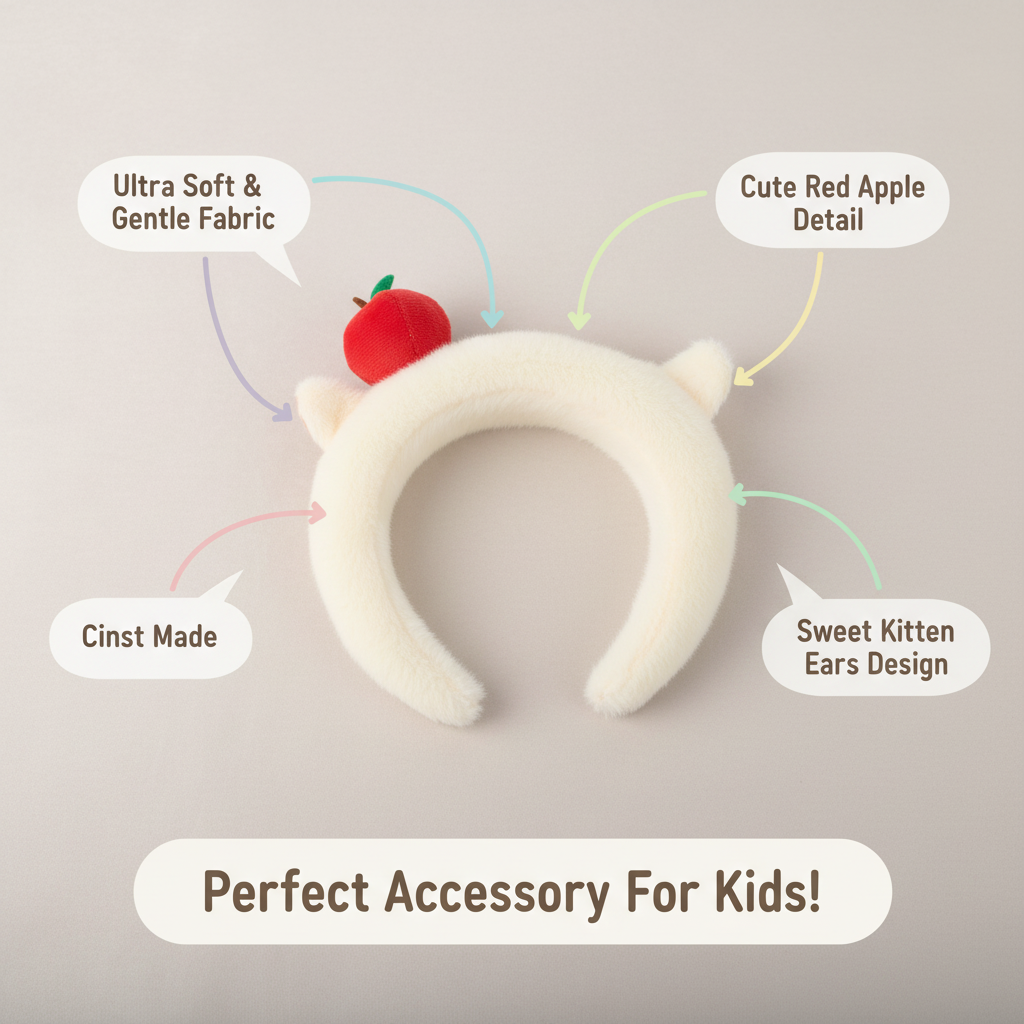 Plush Bear Headband with Apple Accent