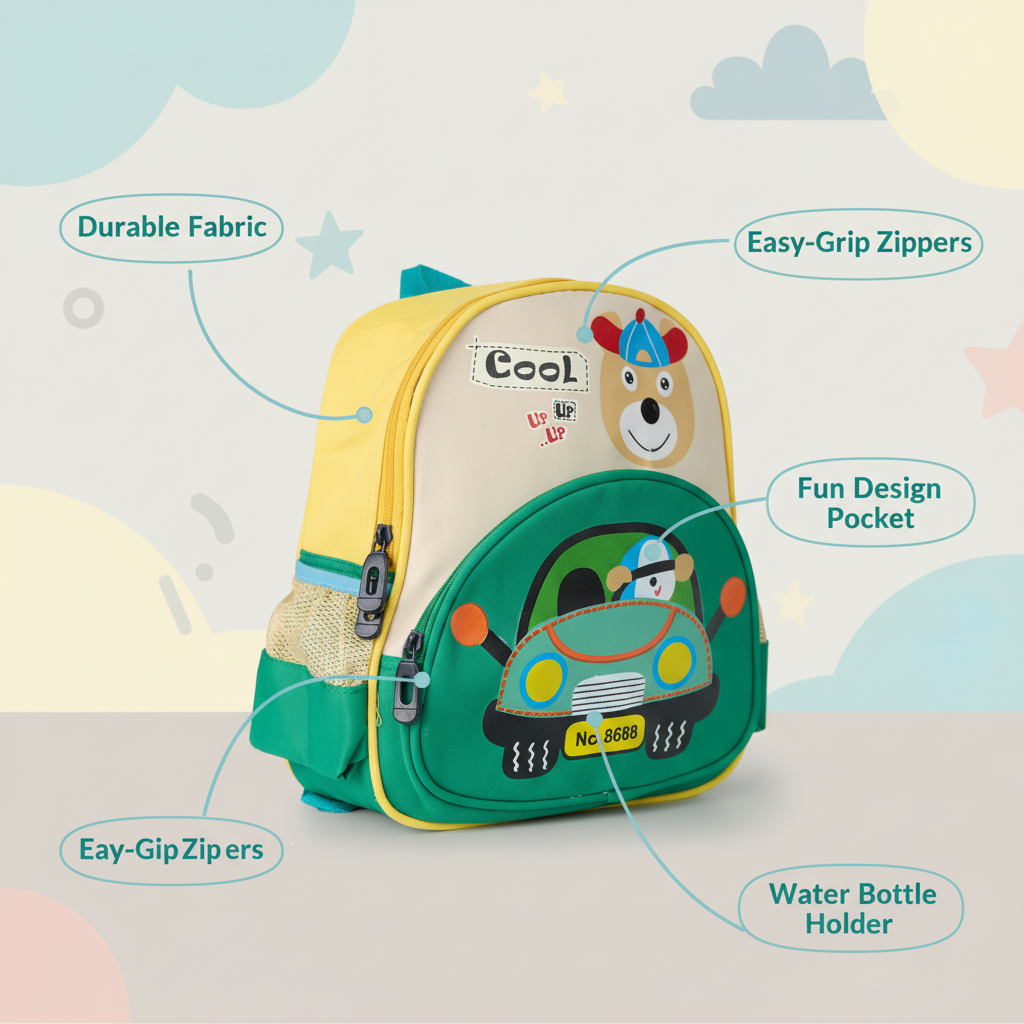Green Bear Car Toddler Backpack