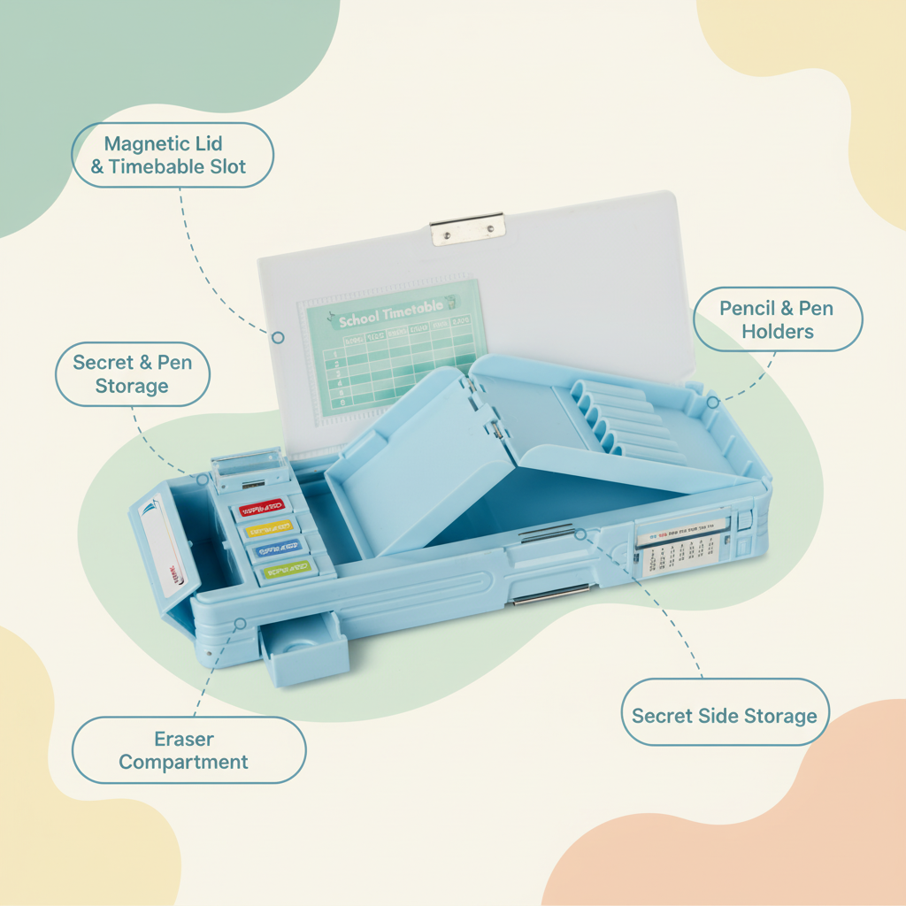 Cheerful Cat Study Lock Pencil Box