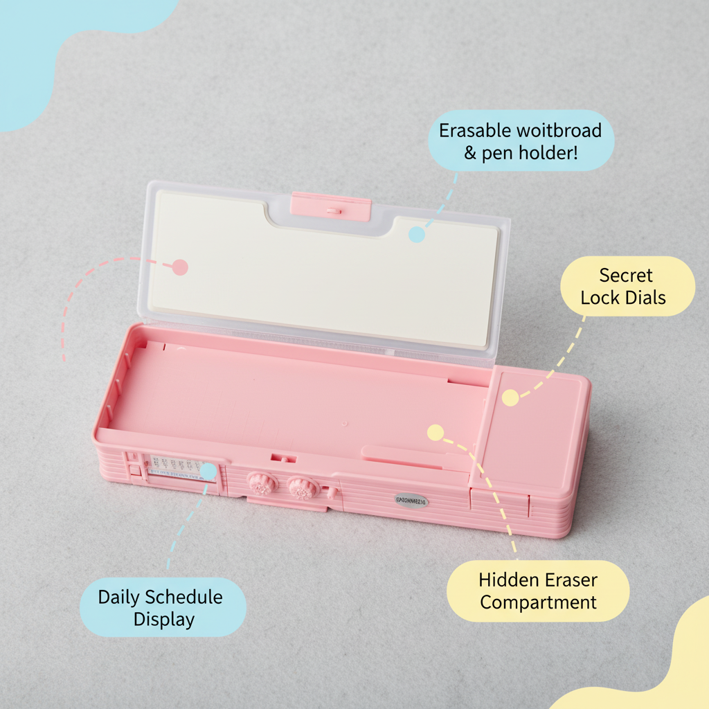 Smiley Dino Garden Lock Pencil Box