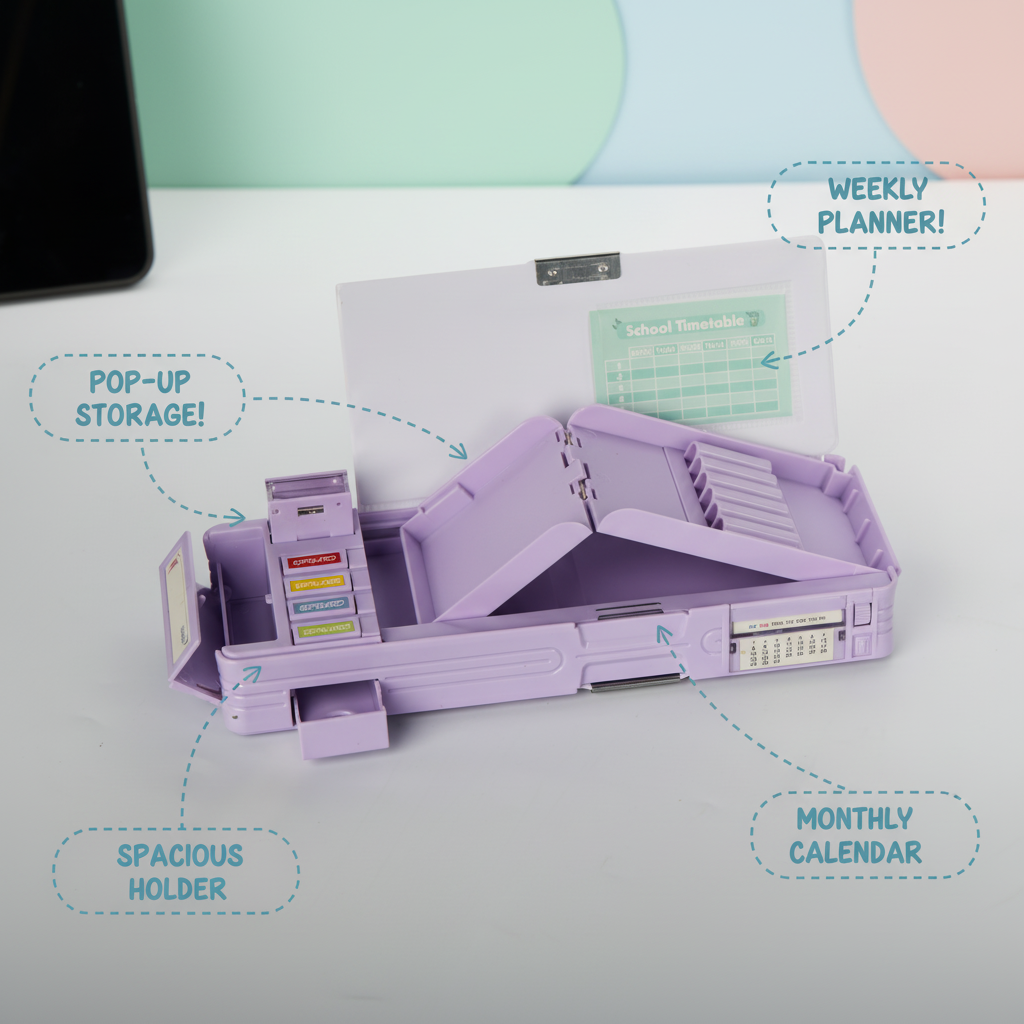 Cheerful Cat Study Lock Pencil Box