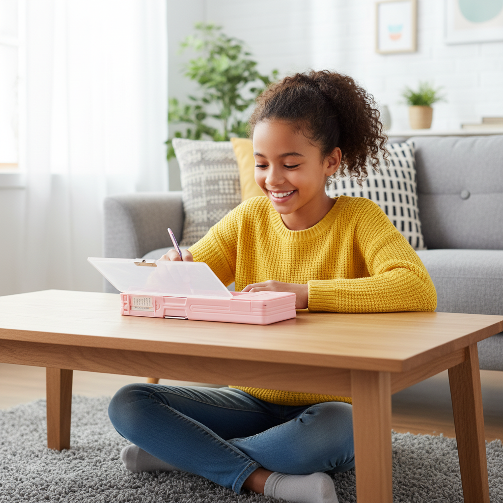 Cheerful Cat Study Lock Pencil Box
