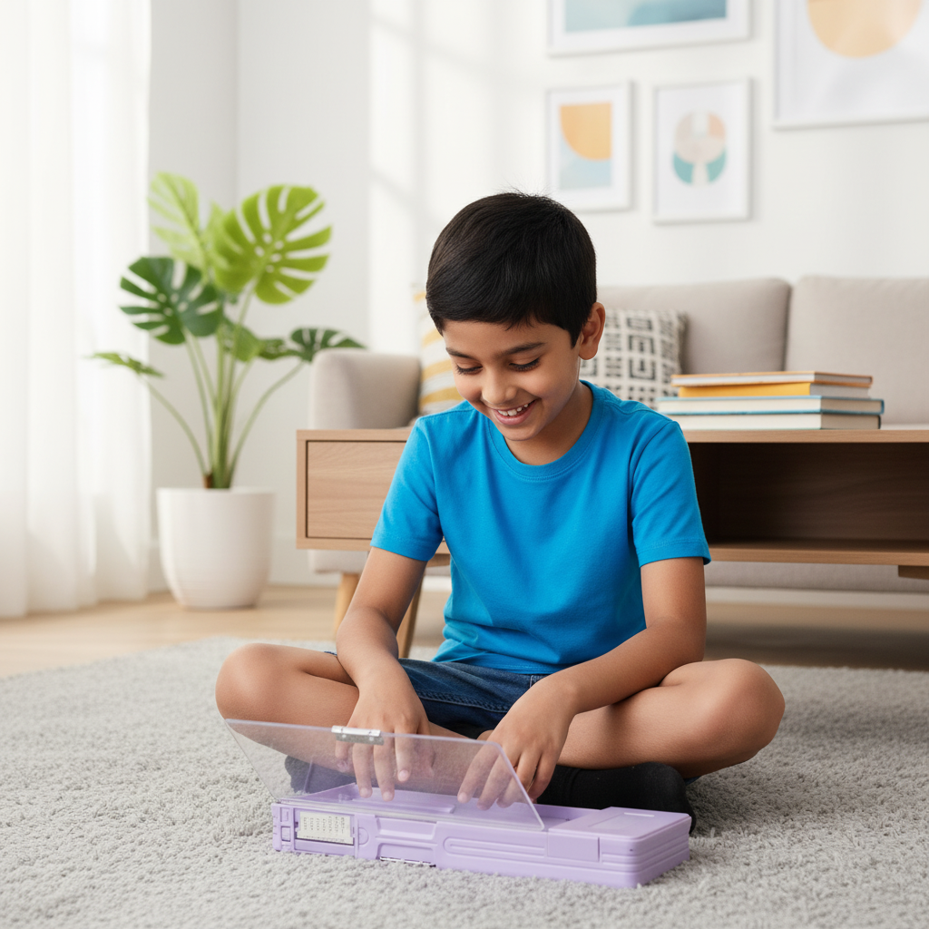 Cheerful Cat Study Lock Pencil Box