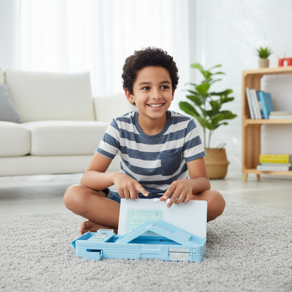 Cheerful Cat Study Lock Pencil Box