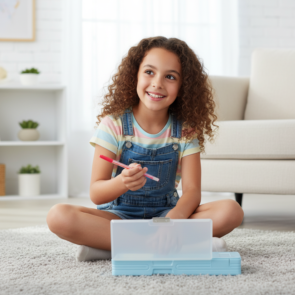 Cheerful Cat Study Lock Pencil Box