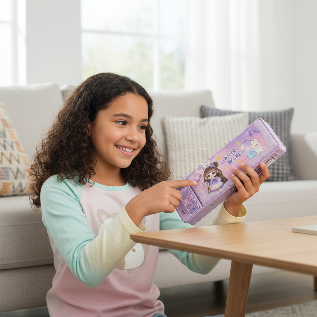 Cheerful Cat Study Lock Pencil Box