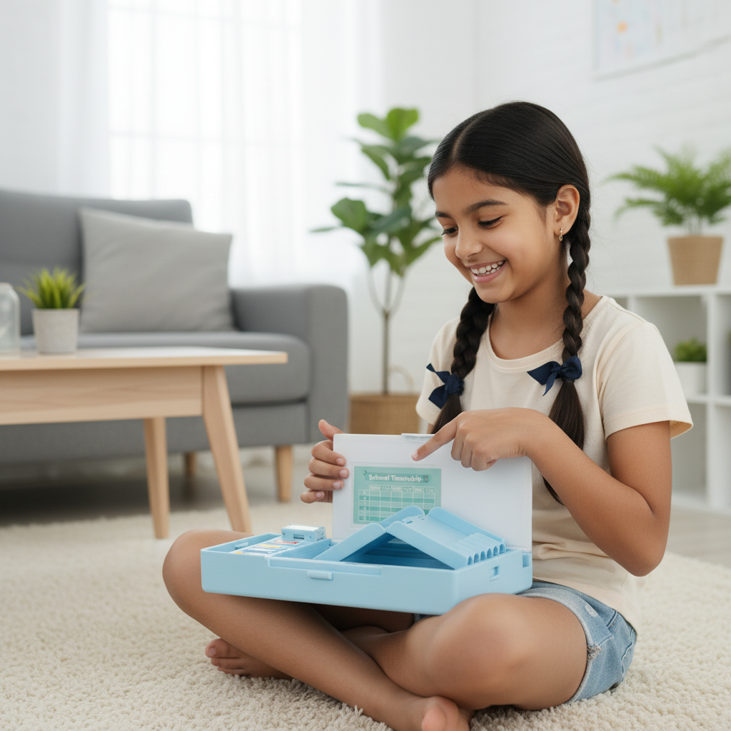 Cheerful Cat Study Lock Pencil Box