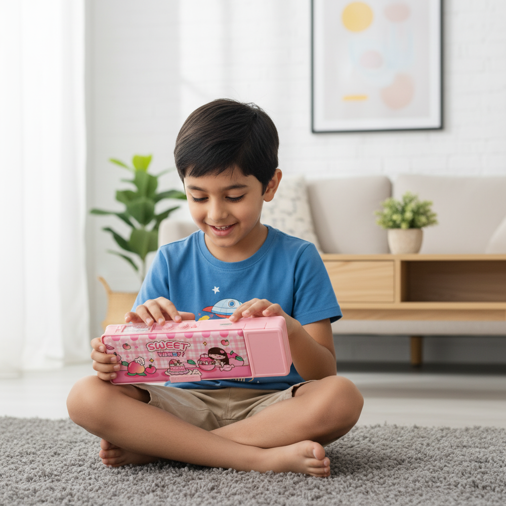 Smiley Dino Garden Lock Pencil Box