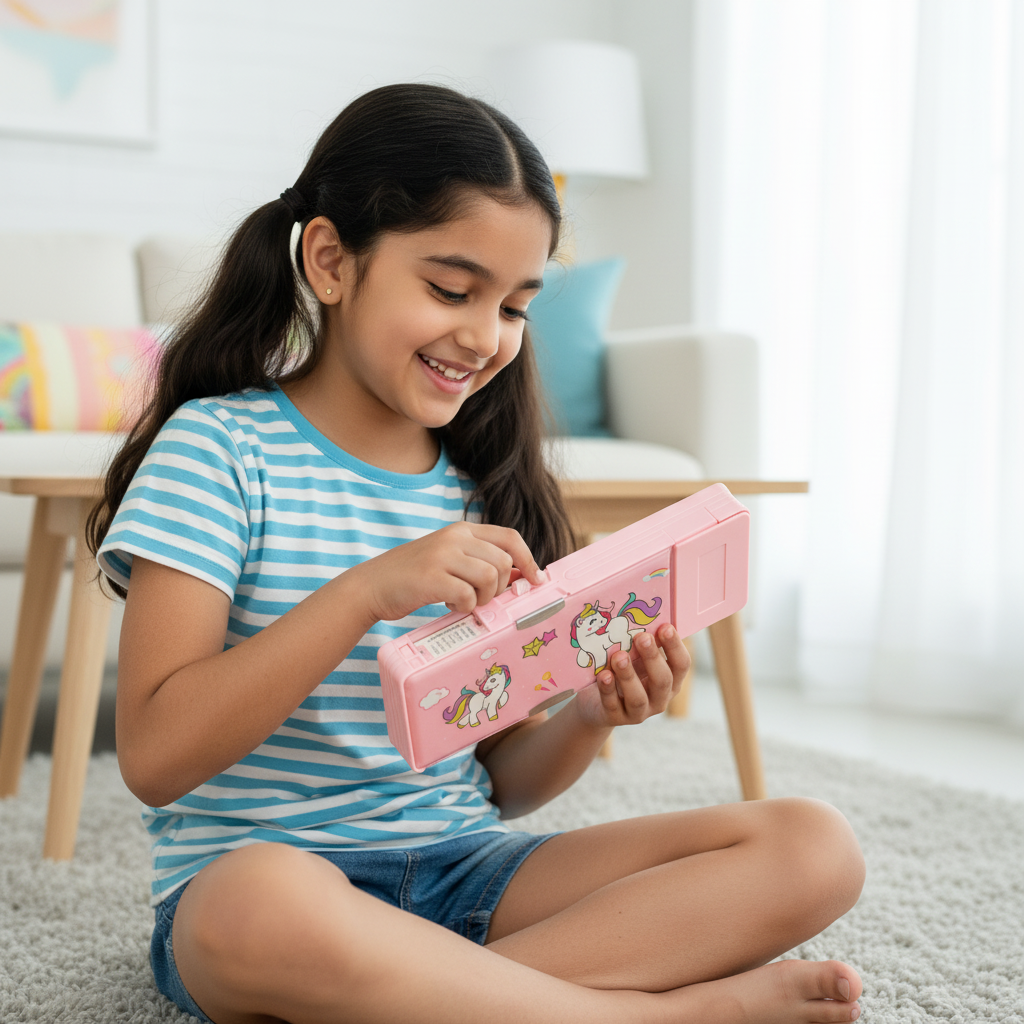 Cheerful Cat Study Lock Pencil Box
