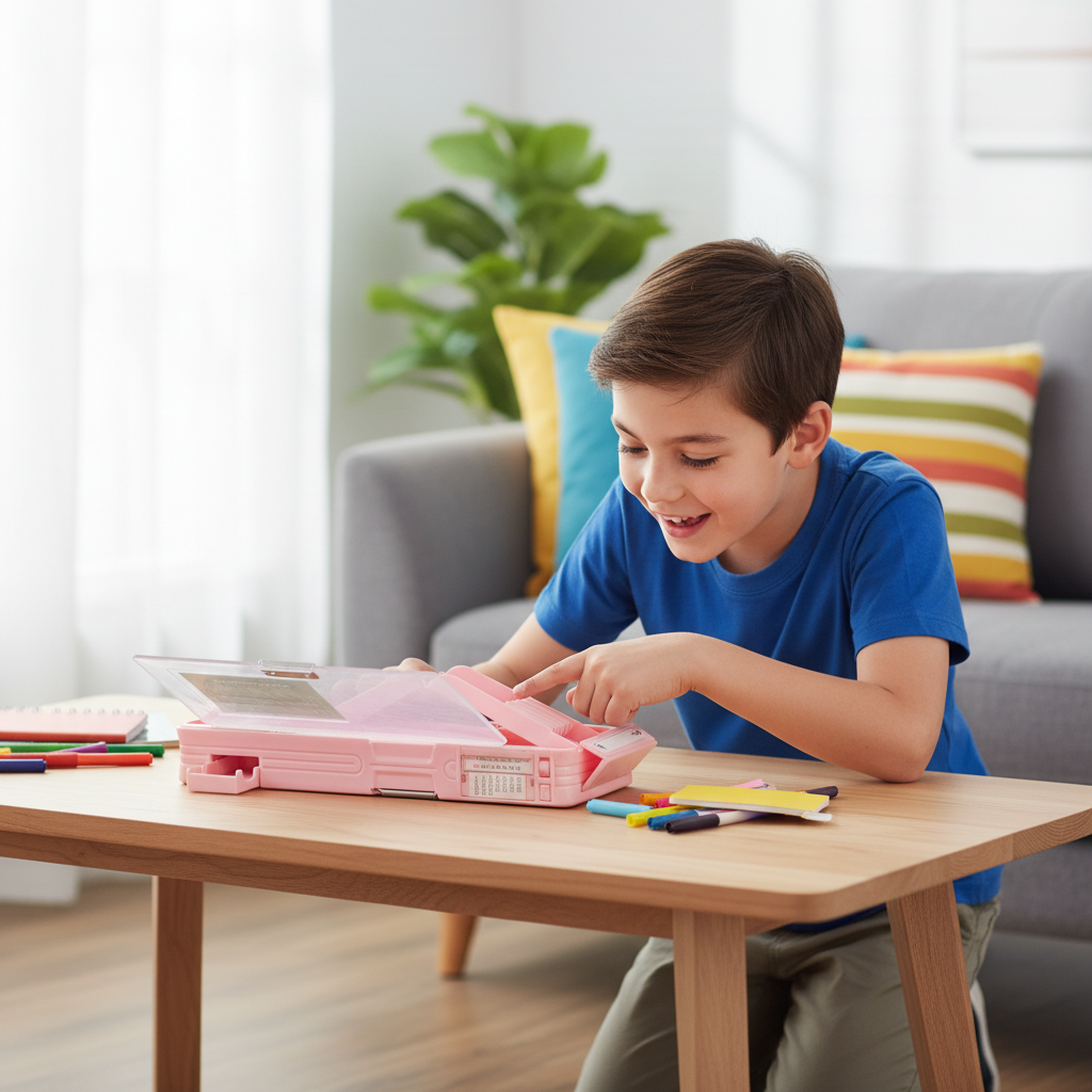 Smiley Dino Garden Lock Pencil Box