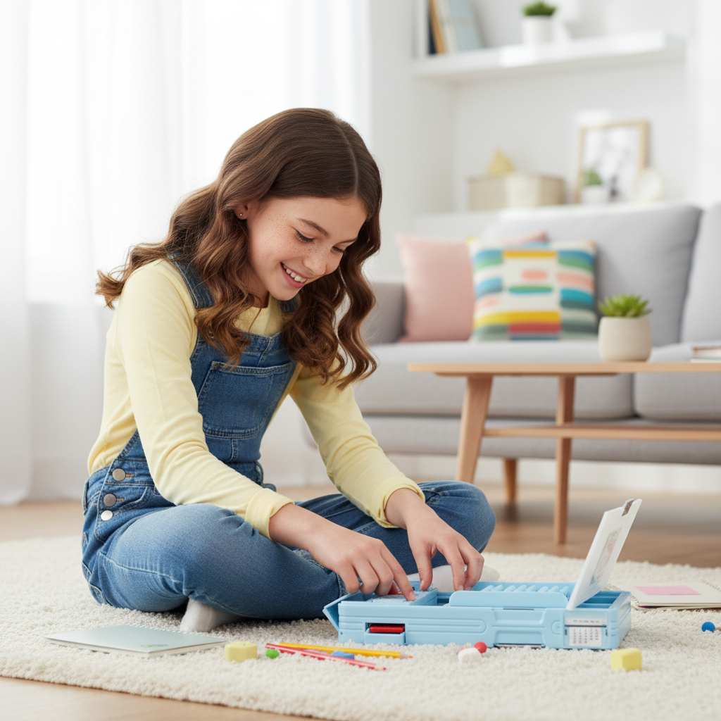 Cheerful Cat Study Lock Pencil Box