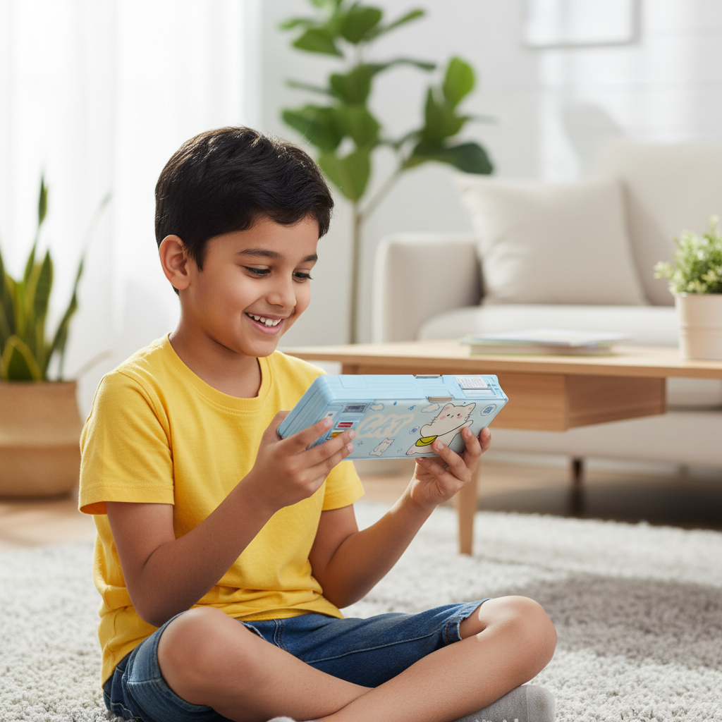 Cheerful Cat Study Lock Pencil Box