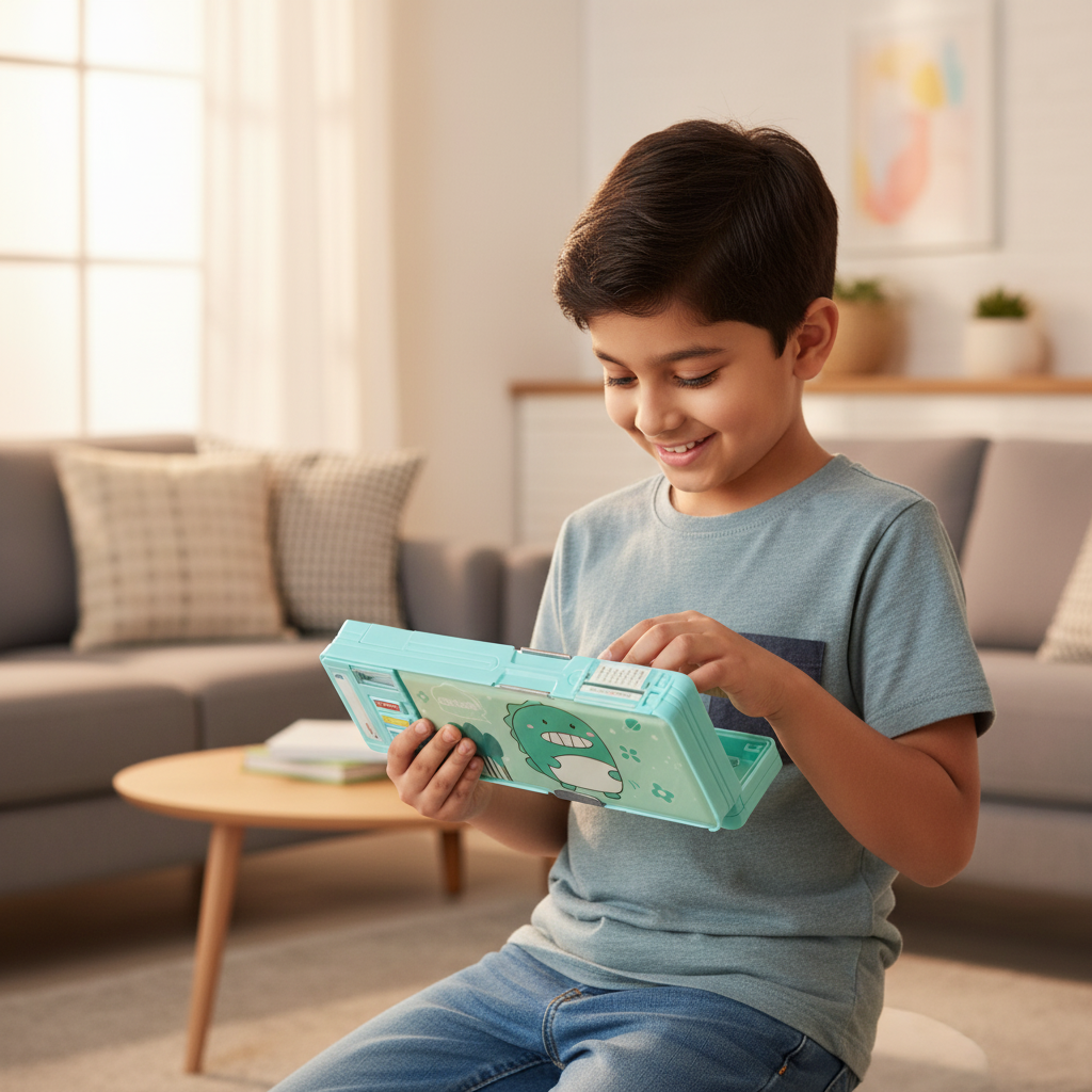 Smiley Dino Garden Lock Pencil Box