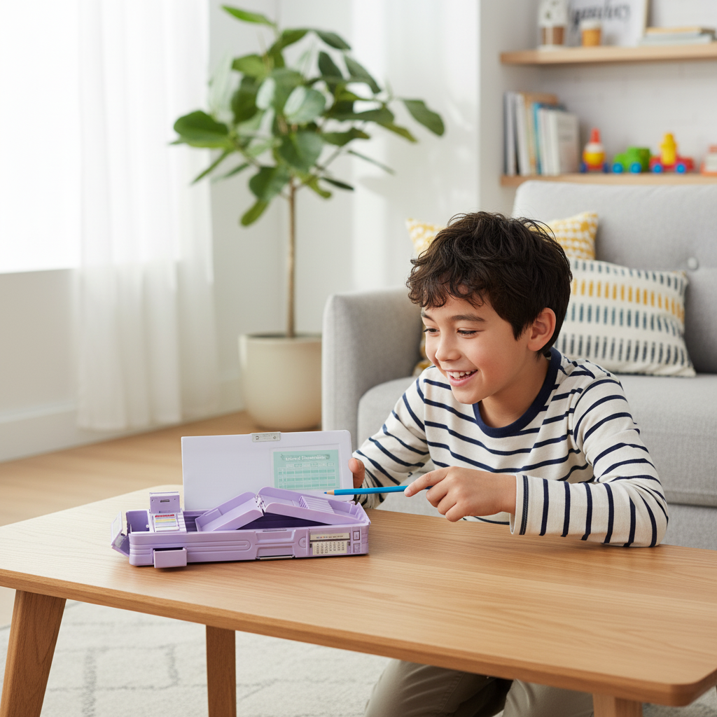 Cheerful Cat Study Lock Pencil Box
