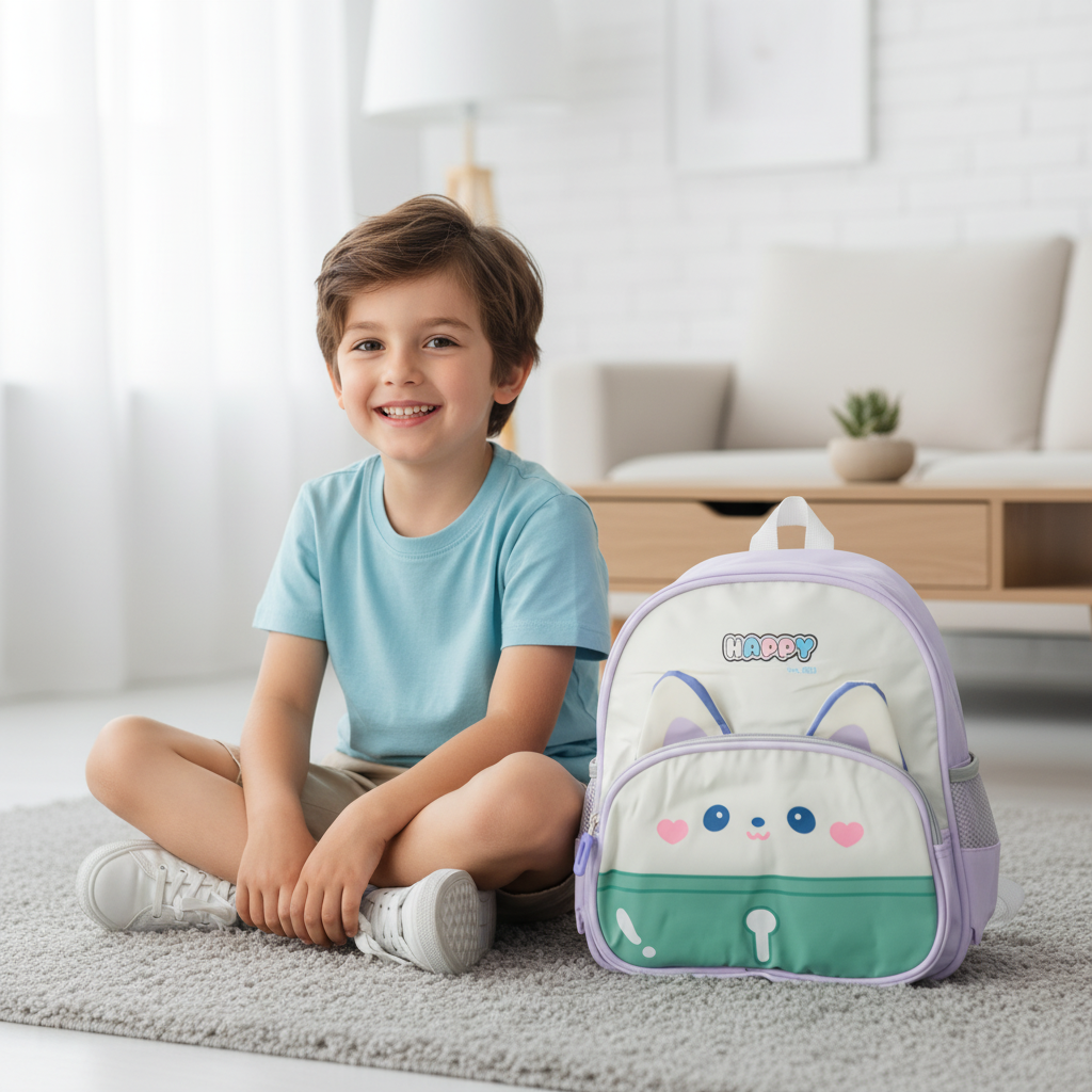 Lavender Happy Kitty Toddler Backpack