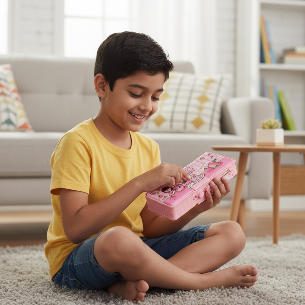 Smiley Dino Garden Lock Pencil Box