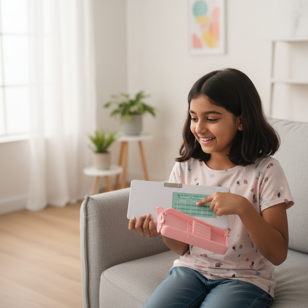 Cheerful Cat Study Lock Pencil Box