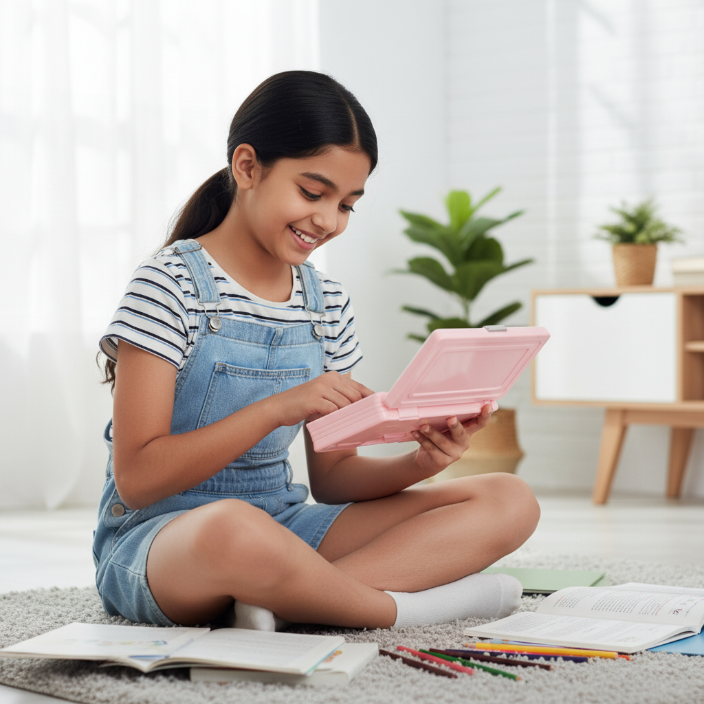 Smiley Dino Garden Lock Pencil Box