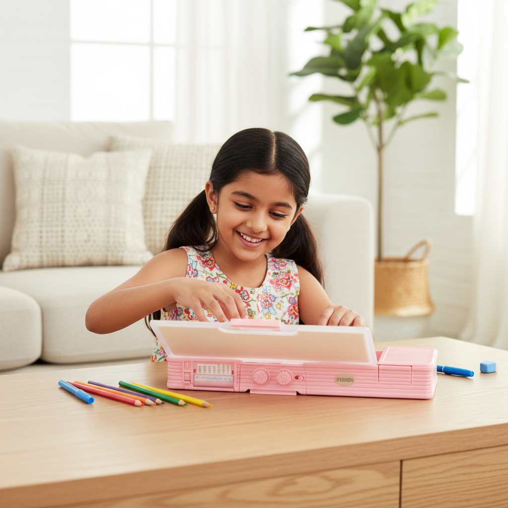 Smiley Dino Garden Lock Pencil Box