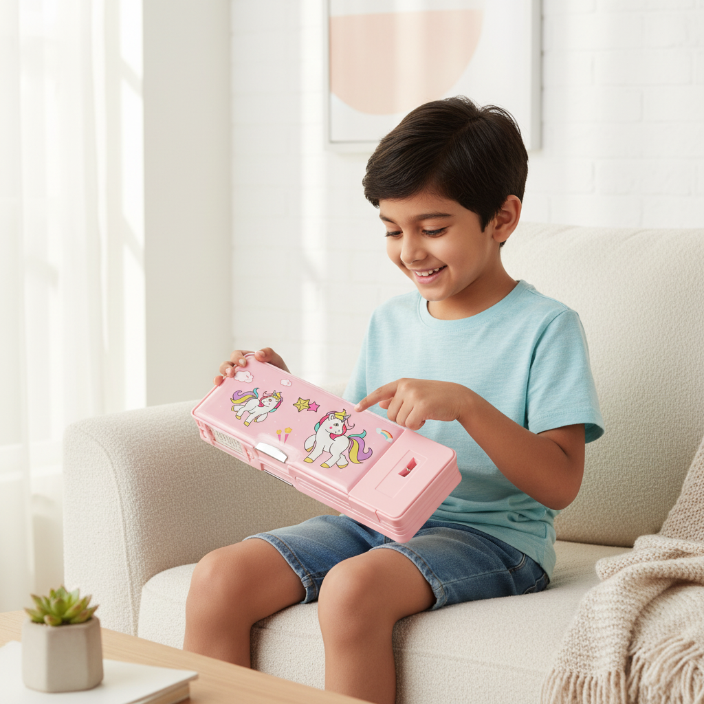 Smiley Dino Garden Lock Pencil Box