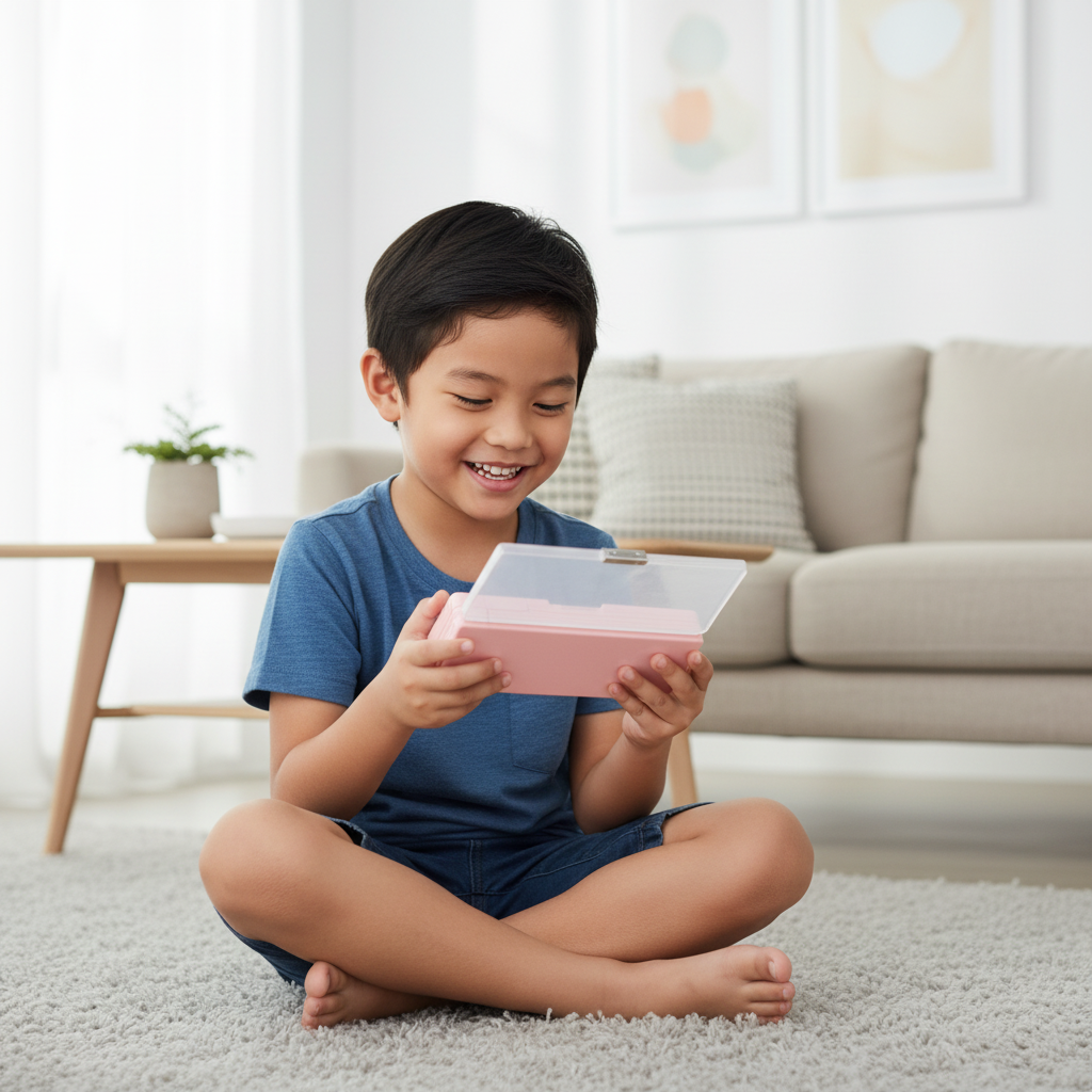 Cheerful Cat Study Lock Pencil Box