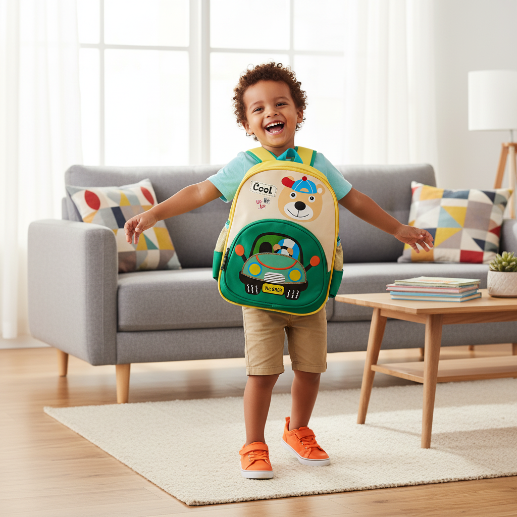 Green Bear Car Toddler Backpack